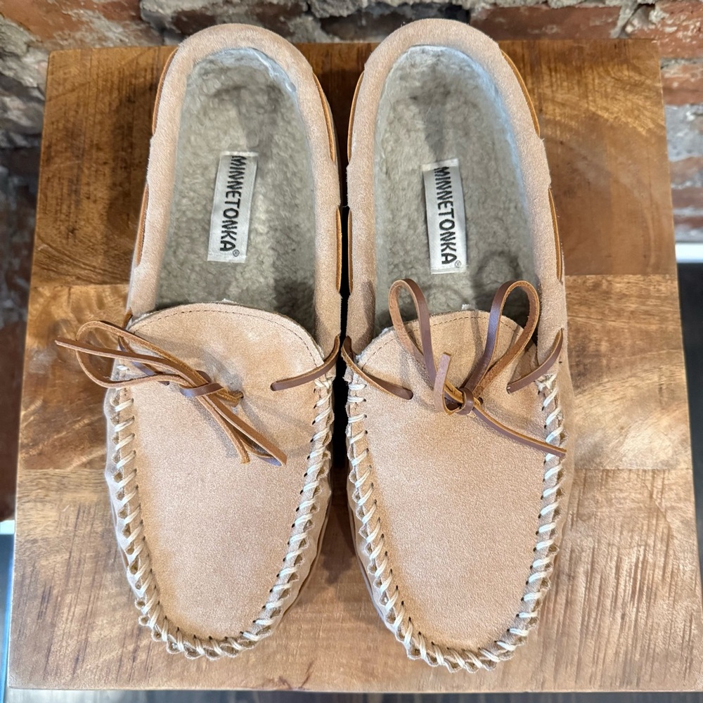 Minnetonka Light Brown Suede Moccasins